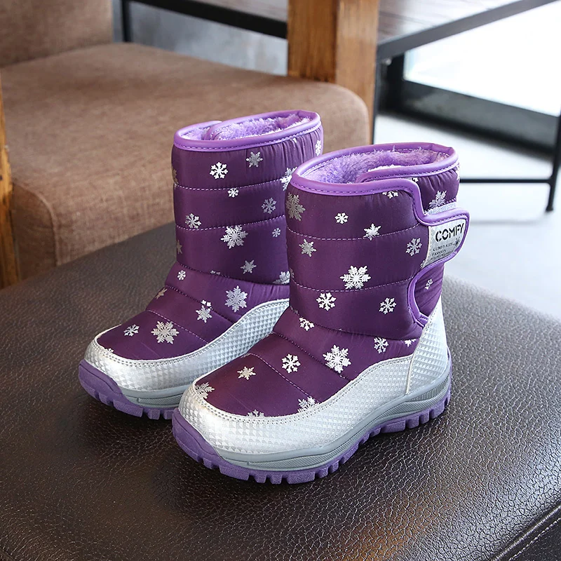 

SKHEK Platform Boys Children Rubber anti-slip Snow Boots Shoes for girl big Kids Waterproof Warm Winter Shoes Botas