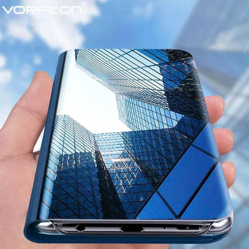 Зеркальный Чехол книжка для VIVO V17 S1 Pro Кожаный противоударный чехол с подставкой