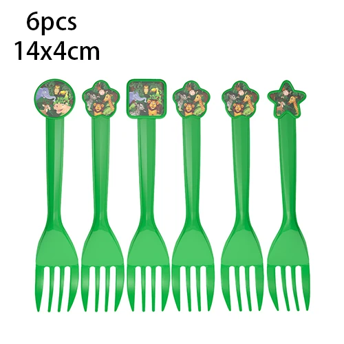 Джунгли День рождения Декорации одноразовые набор столовых приборов чашки