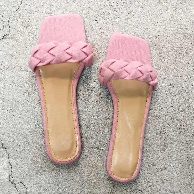 

Summer Flat with Twist Fashion Slippers Comfort Outside Beach Shoes Ladies Slides Women Summer Sandals Plus Size 37-42