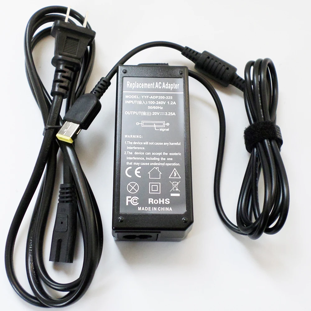 

Новинка 20 в 3,25 а 65 Вт USB разъем адаптер переменного тока зарядное устройство для аккумулятора шнур питания для Lenovo B40 B50 G40 G50 Z40 Z50