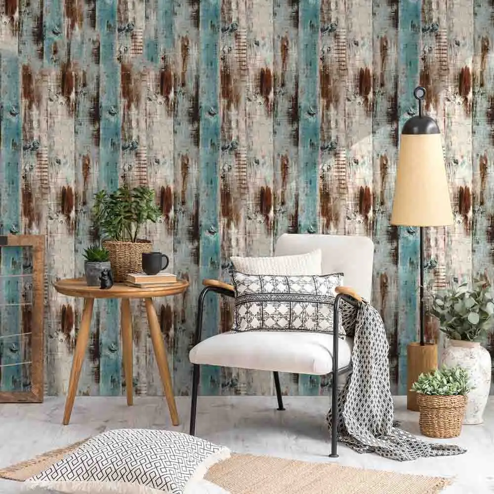 Домашний декор 3D ПВХ зернистая настенная наклейка из дерева s образная бумага