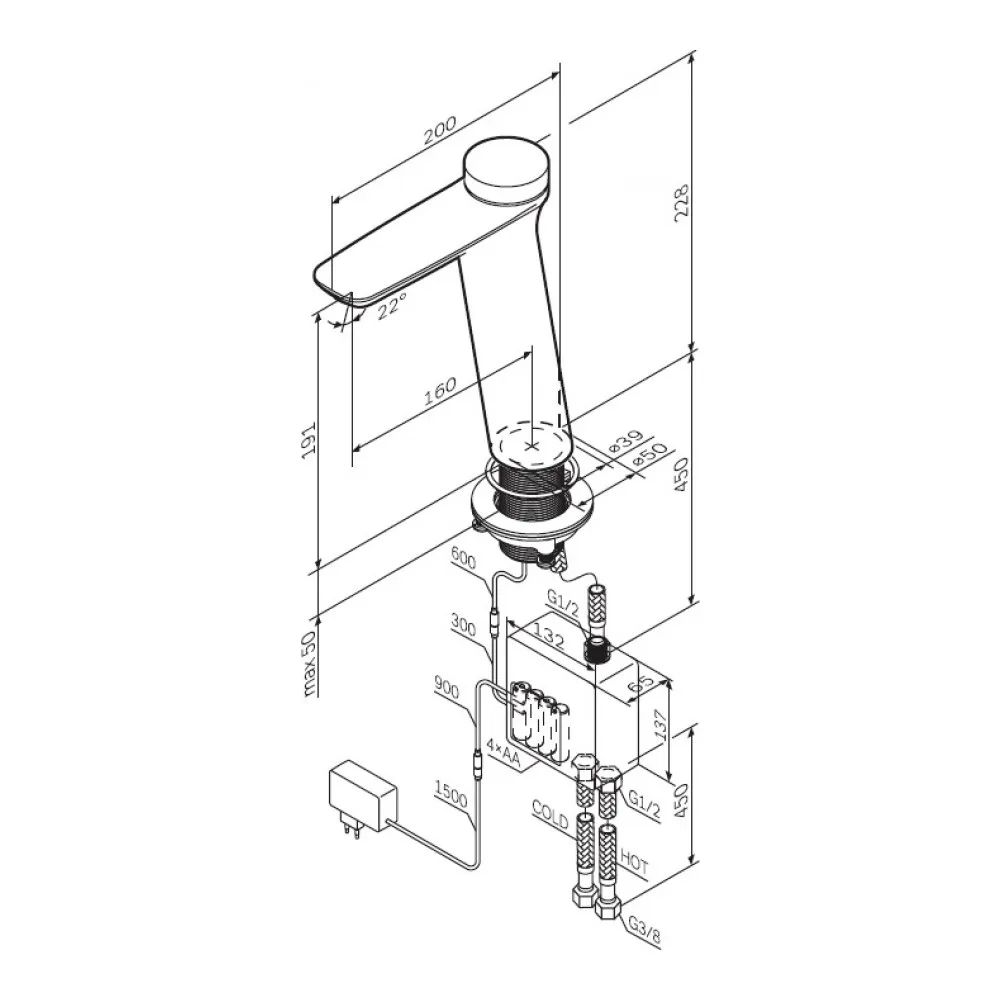 Термостат для раковины Am.Pm Inspire 2.0 TouchReel электронный высокий (F50A92400) | Обустройство