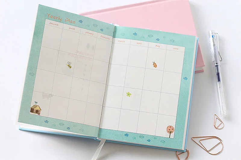 MyLifeUNIT Color inner page Schedule Notebook Planner Animal Fruit Stationery Notebook A5 Life Weekly Monthly Daily Organizer