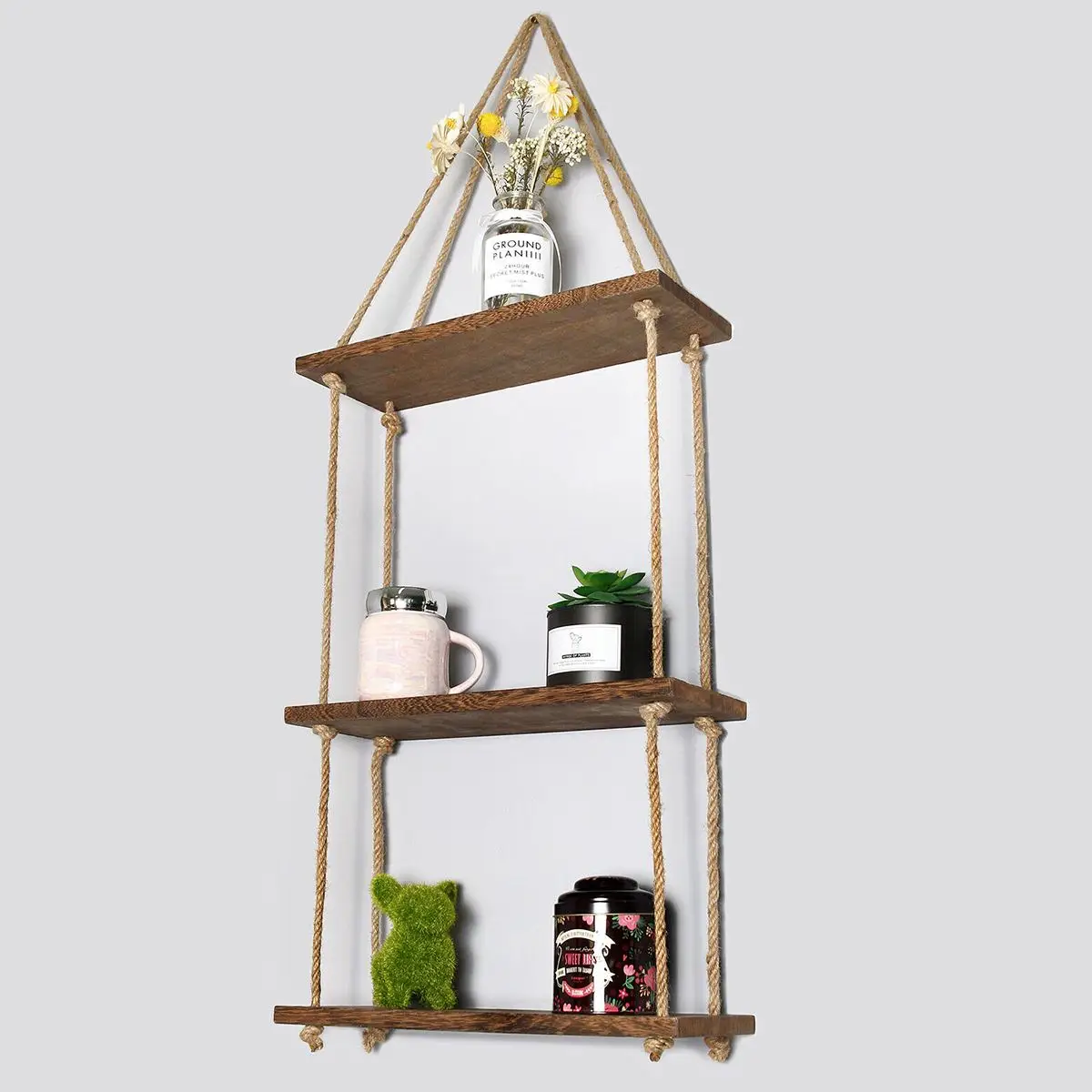 Деревянная настенная полка для цветочных горшков хранения декоративная