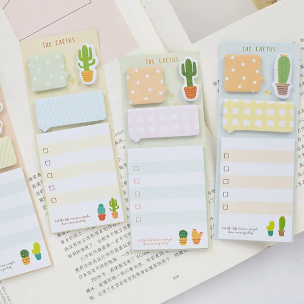 

1PC Novety Cactus Cute stickers planner kawaii sticky notes stationery planner stickers memo pad cute papeleria notepad stick