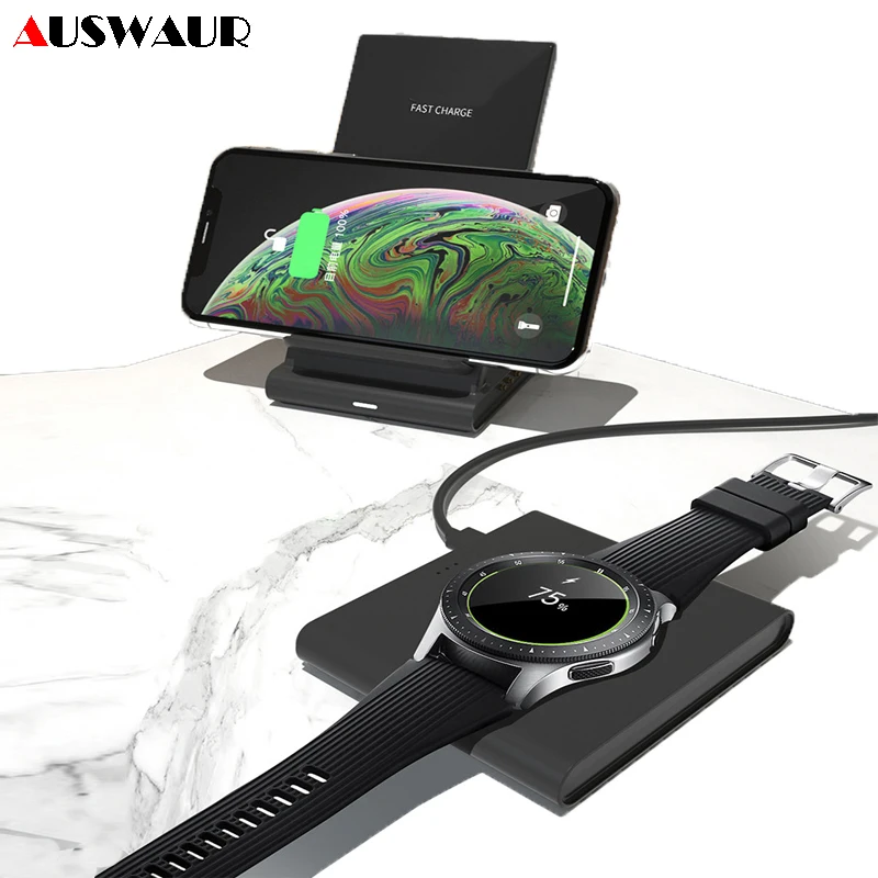 Магнитное Беспроводное зарядное устройство QI для iPhone XS 11 samsung S10 Plus Watch gear S2 S3 S4 Sport active Buds 10W Быстрое беспроводное зарядное устройство