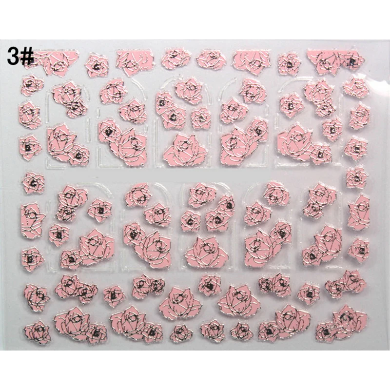 Цветок серии ногтей переводные наклейки воды Полный Обертывания розовые блестки