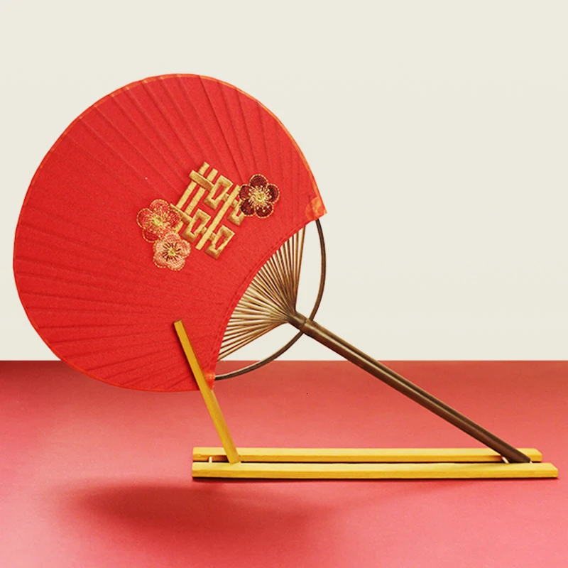 Свадебный веер вышивка красный китайский свадебный сувенир и подарки Hanfu