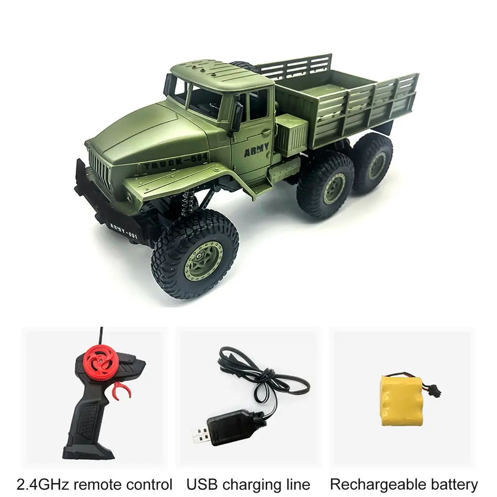 

1:16 High Speed RC Car Military Truck 2.4G Six-wheel Remote Control Off-road Climbing Vehicle Model Toy for Kids Birthday Gift