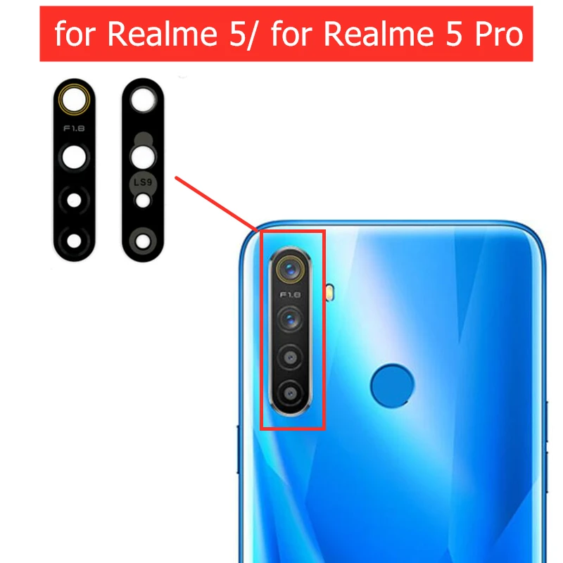 Стеклянный объектив для камеры Realme 5/ 5 Pro 2 шт. задней с клеем 3M OPPO запасные части