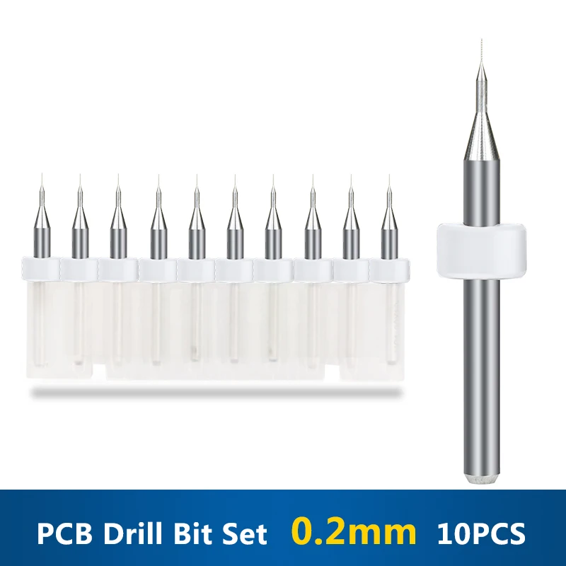 

XCAN 10pcs/set 0.2mm PCB Mini Drill Bit Tungsten Carbide for Drilling Print Circuit Board CNC Machine Drill Bits