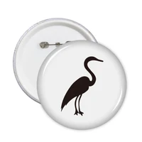 black grey heron animal portrayal round pins badge button clothing decoration gift 5pcs