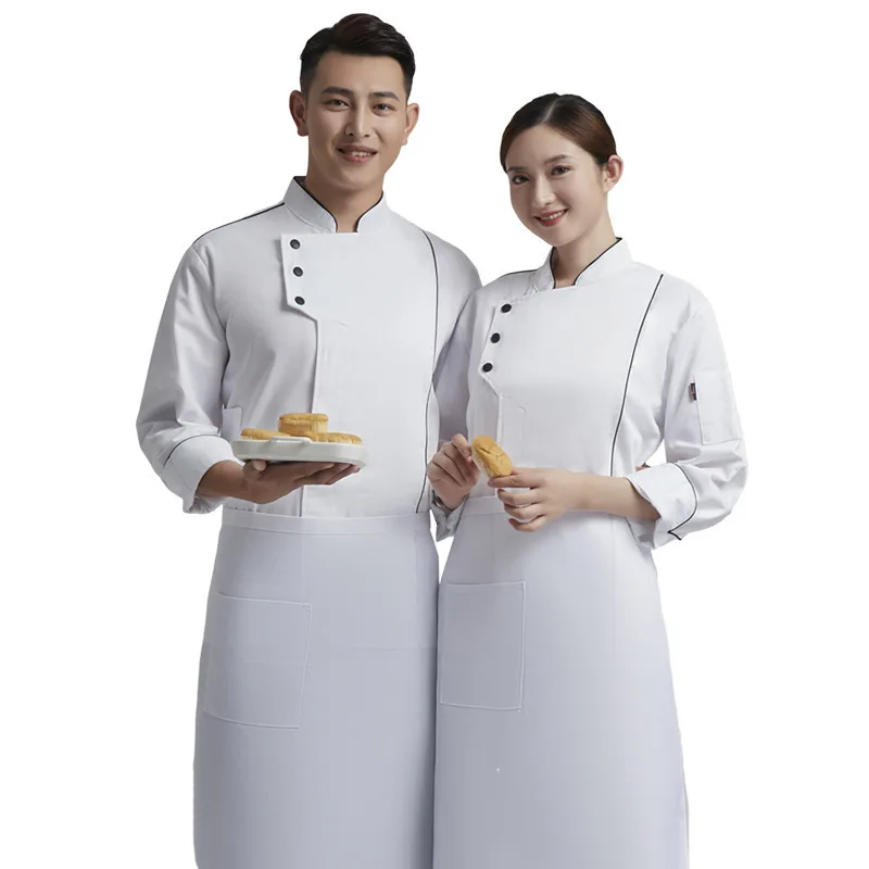 

2020 Chef Hat Cooking Clothes Shop Chef Uniform Customized Men Hot Pot Canteen Long-sleeved Overalls Autumn Suit Printed Logo