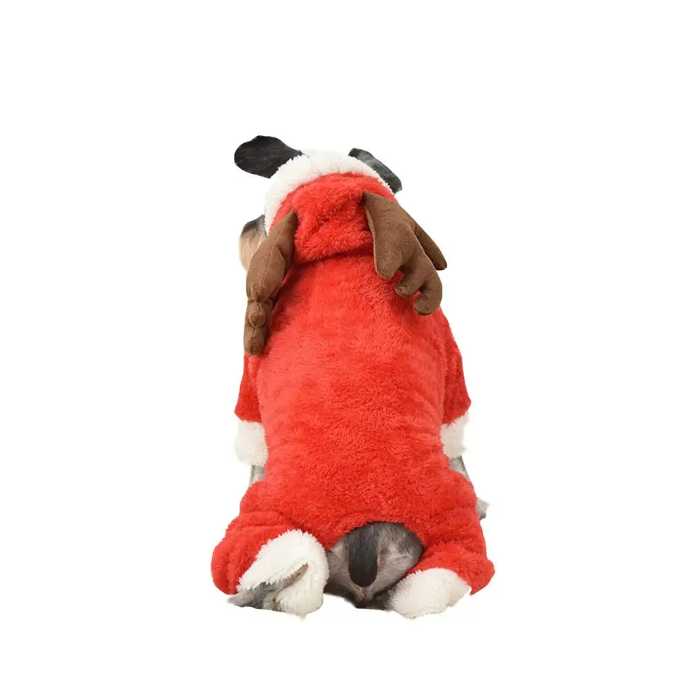 Рождественский теплый зимний костюм Лося для собаки комбинезон животных пальто