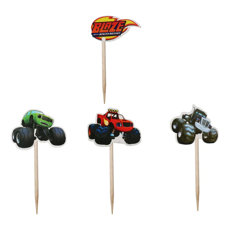 24 шт./лот Blaze Car Cupcake Toppers украшение для торта на свадьбу день рождения вечеринка