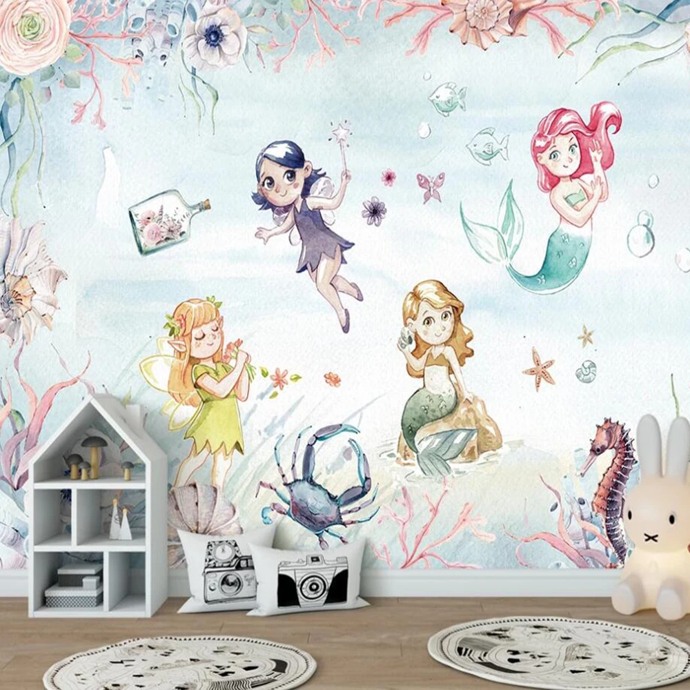 Milofi пользовательские 3D обои подводный мир эльф с русалочкой для девочек гостиная