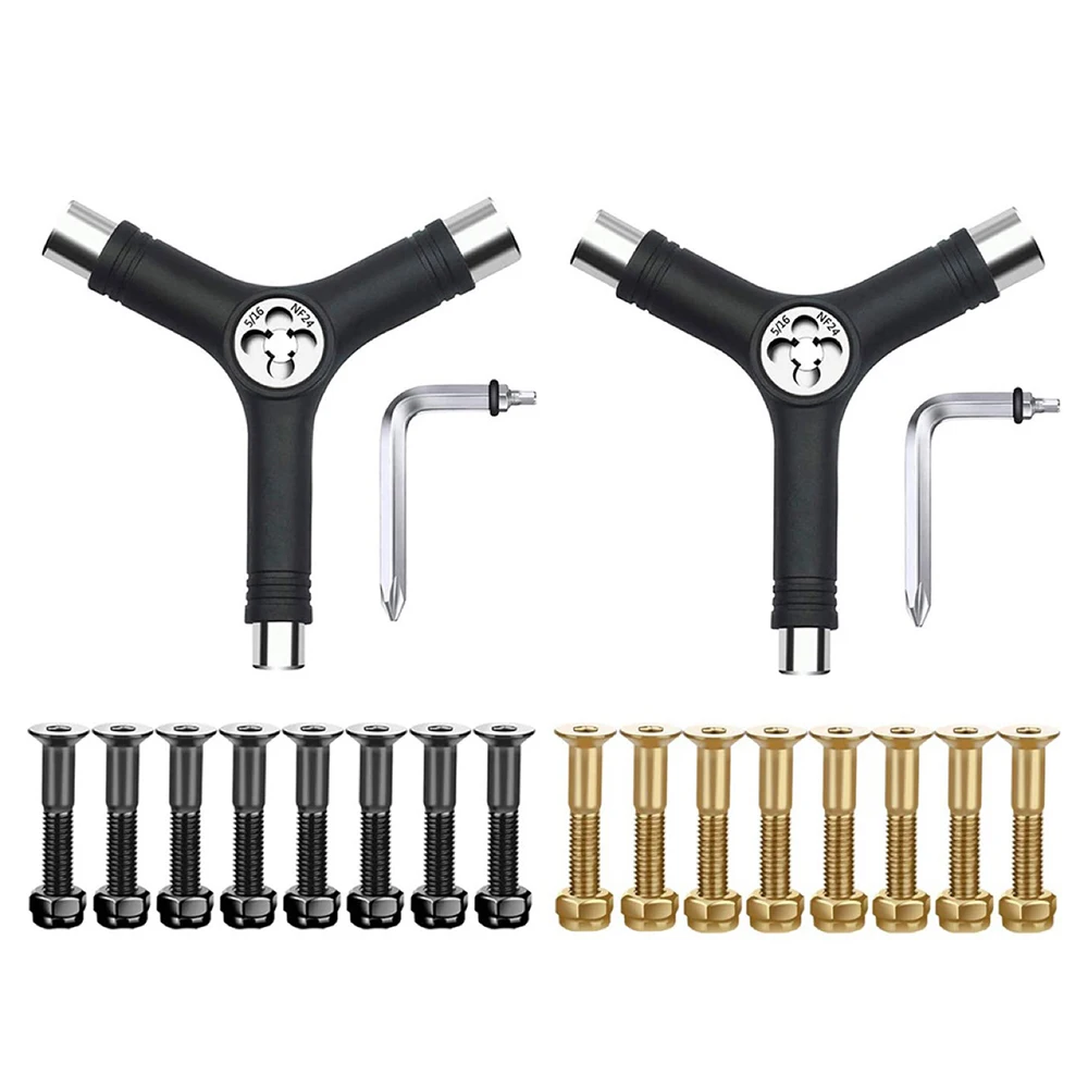 Skateboard Tools Kit Tighten Y Type Allen Key L Type Phillips Head Wrench Screwdriver All in One Skate Repair Mounting Hardware
