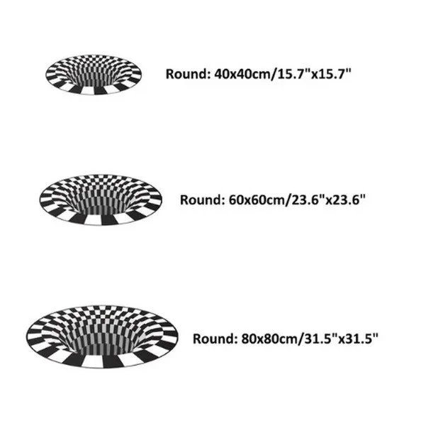 

3D Round Carpet Stereo Illusion Experience Floor Mat Home Living Room Tea Table Sofa Geometric Illusion Carpet Home Decoration