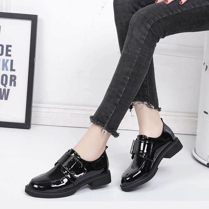 Женские туфли-оксфорды из лакированной кожи однотонные повседневные туфли на