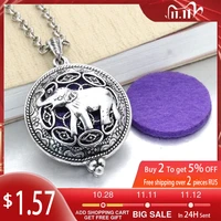 retro elephant pattern round pendant necklace womens necklace fashion metal can open perfume pendant accessories party jewelry