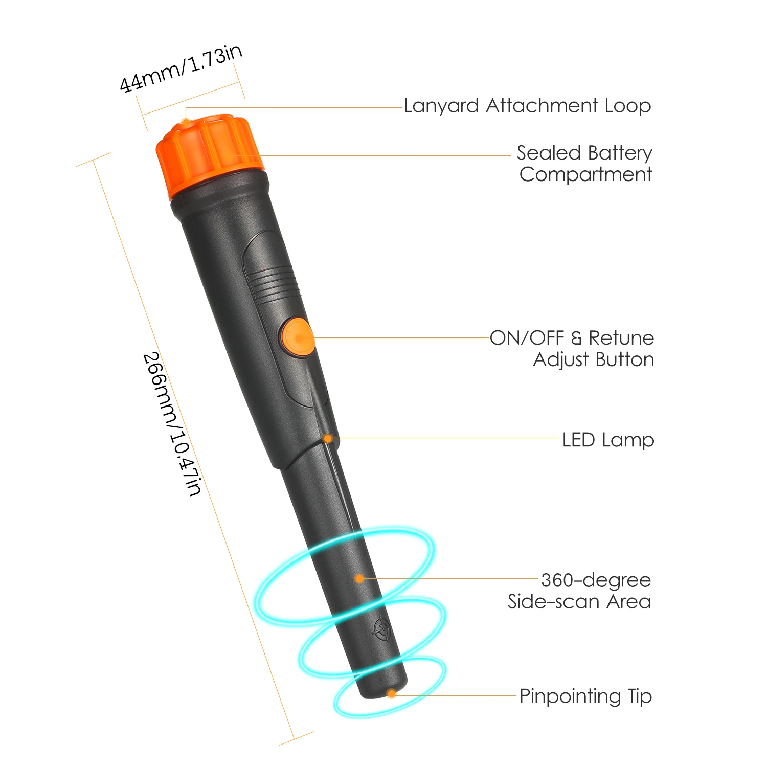 

Pinpointer Metal Detector IP68 Fully Waterproof Handheld Metal Finder Treasure Hunter Non-motion Detector High Sensitivity