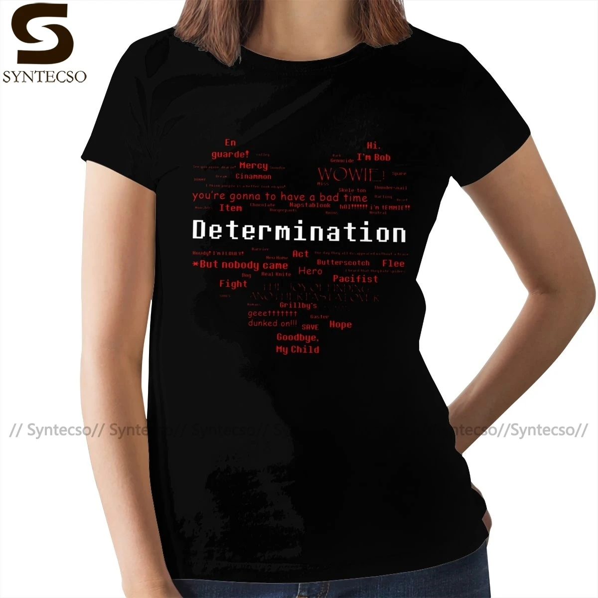 

Red Heart T-Shirt Undertale Word Heart T Shirt Large Black Women tshirt Pattern Cotton Ladies Tee Shirt