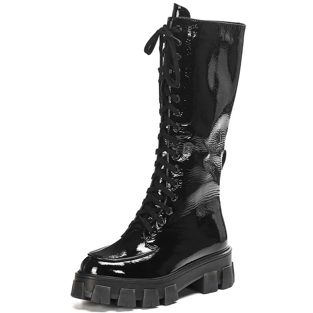 black no fur DORATASIA/Новинка; большие размеры 34-41; Брендовая женская обувь из натуральной кожи на не сужающемся книзу массивном каблуке и молнии; Женские Повседневные Вечерние ботинки до середины икры из органической кожи - Цвет: black no fur