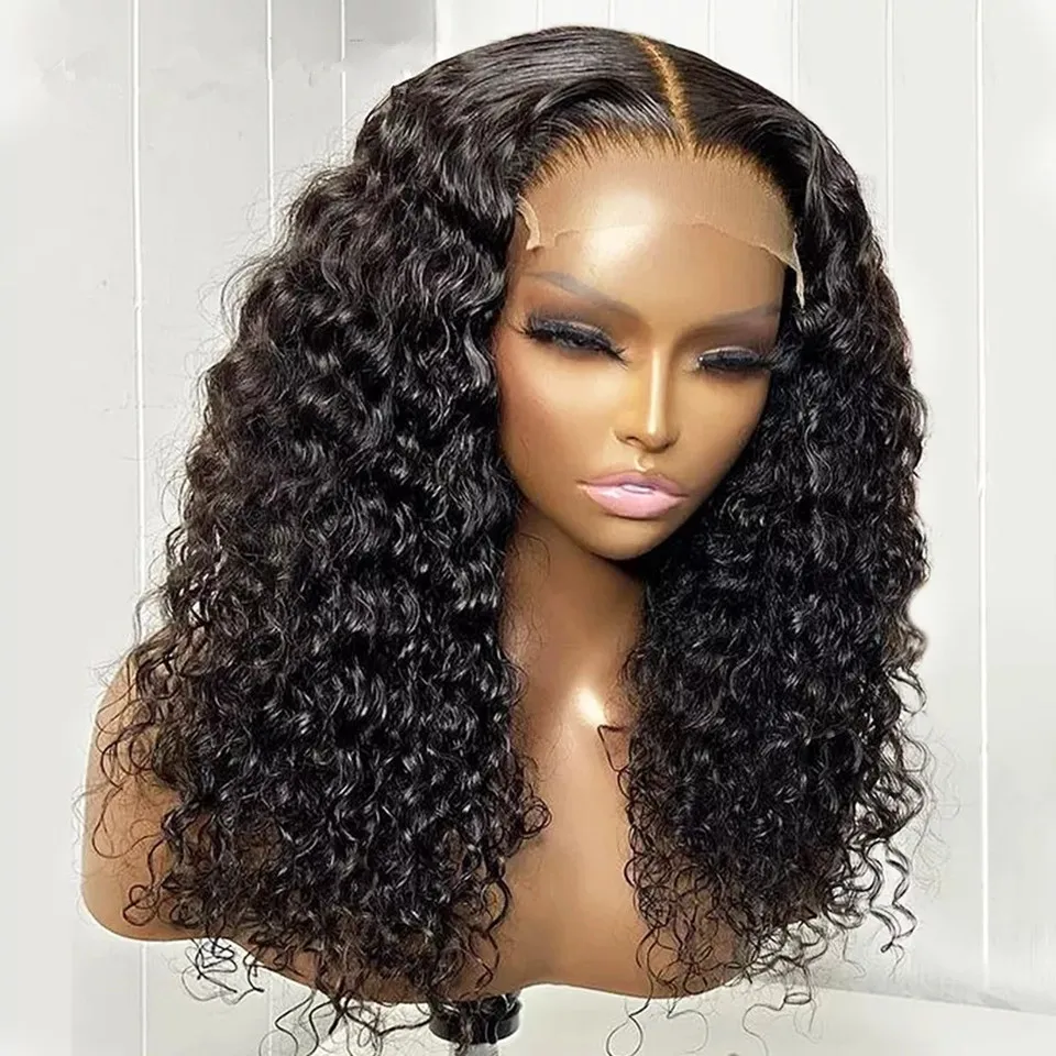 

Remy Peruvian Deep Wave Frontal Wig Human Hair Curly 4x4 Lace Closure Water Wave Wig 13X4 Lace Frontal 250 Density For Women