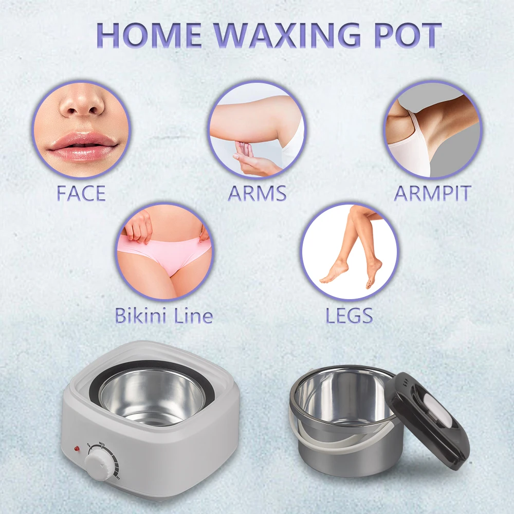 

Wax Warmer Heater Set Hair Removal Wax-melt Machine Waxing Kit 200g Wax Beans Depilatory Paraffin 10 Wood Sticks Calentador