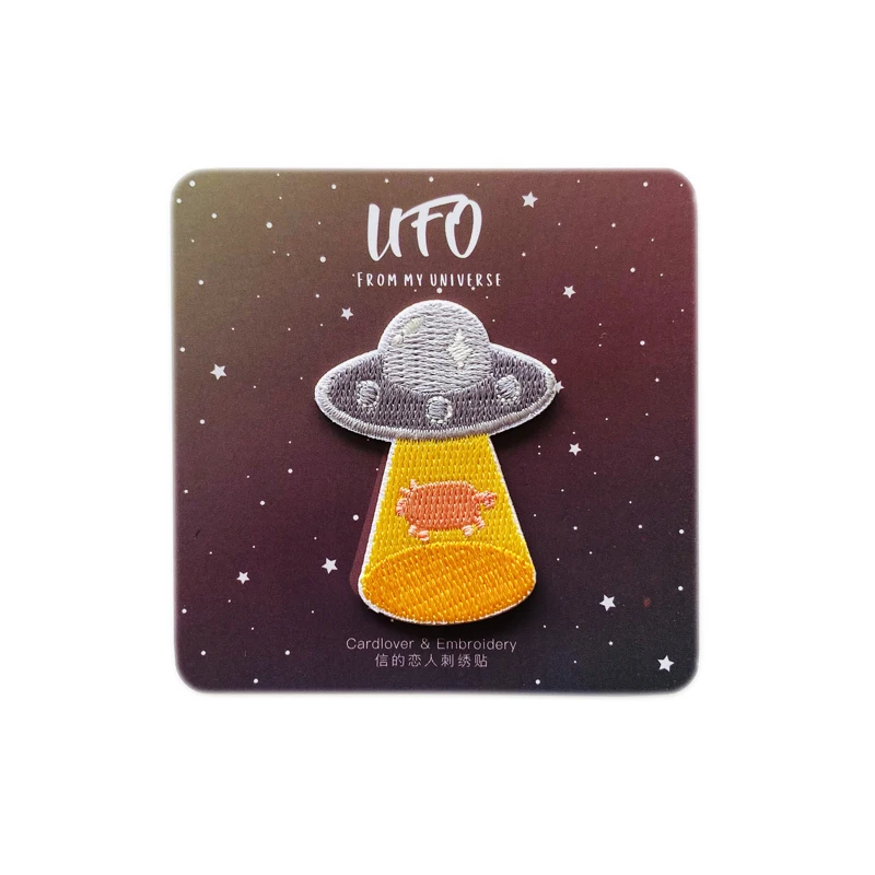 Симпатичные НЛО спутниковый астронавт вышитые клейкие декоративные наклейки