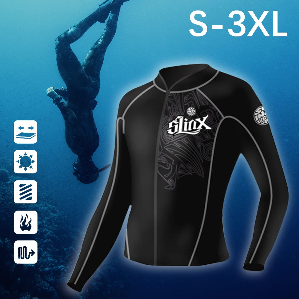 

2mm Men Long Sleeve Neoprene Wetsuit Top Black Sunscreen UV Surfing Keep Warm Jacket For Diving Swimming Jumpsuit Shirt surf