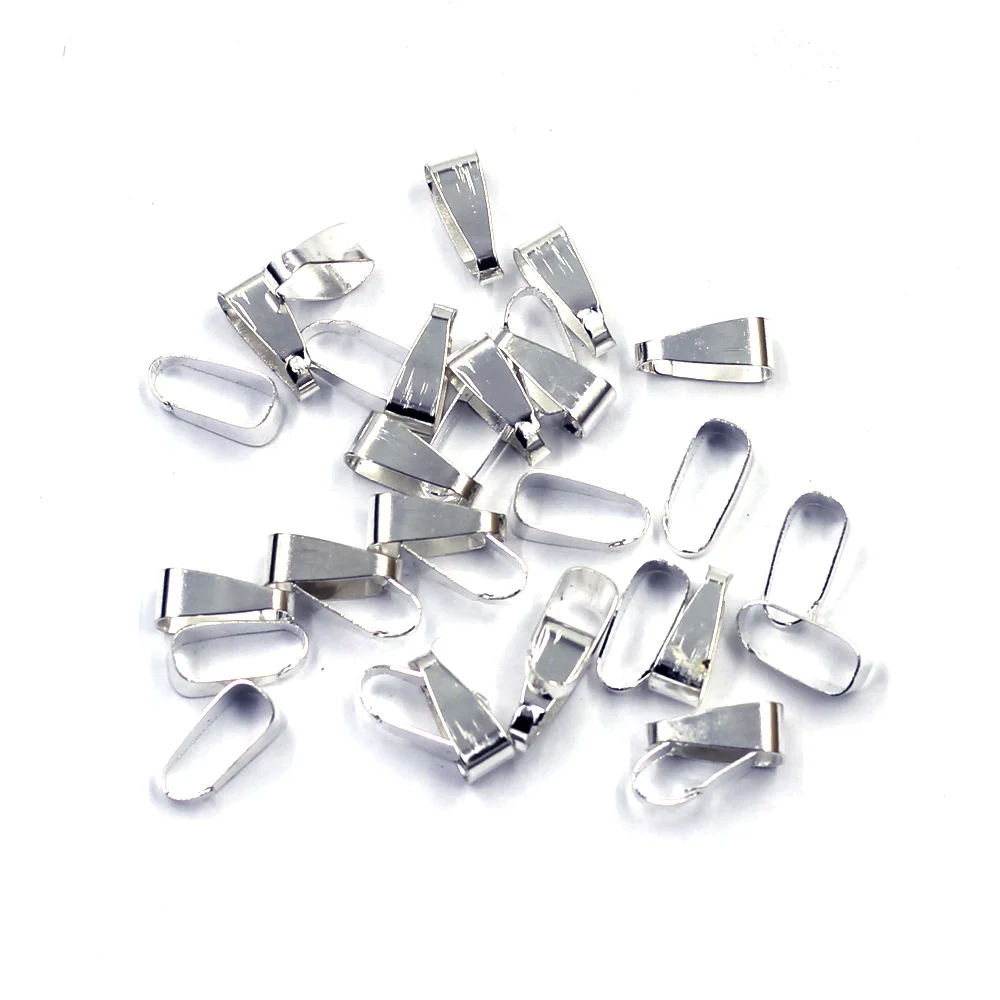 

100Pcs/200Pcs Clips Bail Clasps Smooth Alloy Metal Silver Plated For Charms Necklaces Jewelry DIY Making Findings 11x4mm