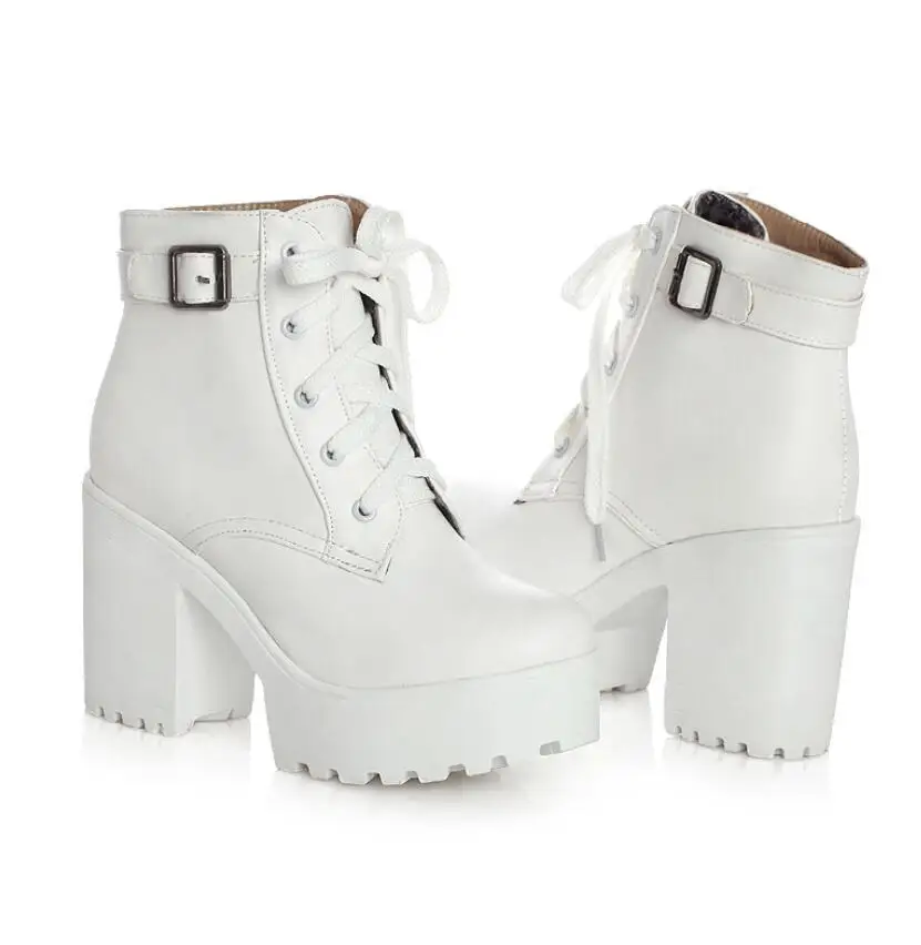 

Женские осенние ботинки на шнуровке, 3 цвета, размеры 34-43