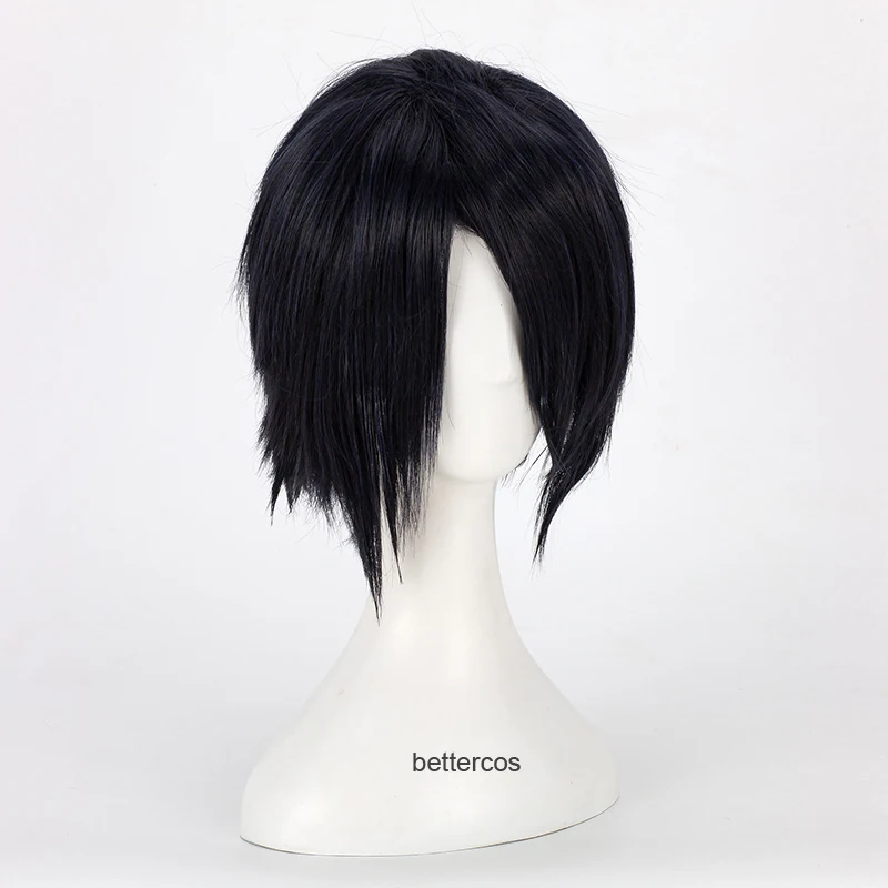 Парик для косплея Uchiha Sasuke короткие черные термостойкие синтетические волосы