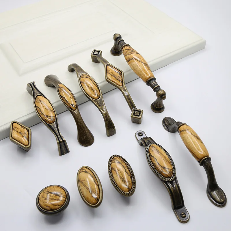 4 шт./лот мраморная керамическая ручка двери шкафа Европейский стиль шкаф