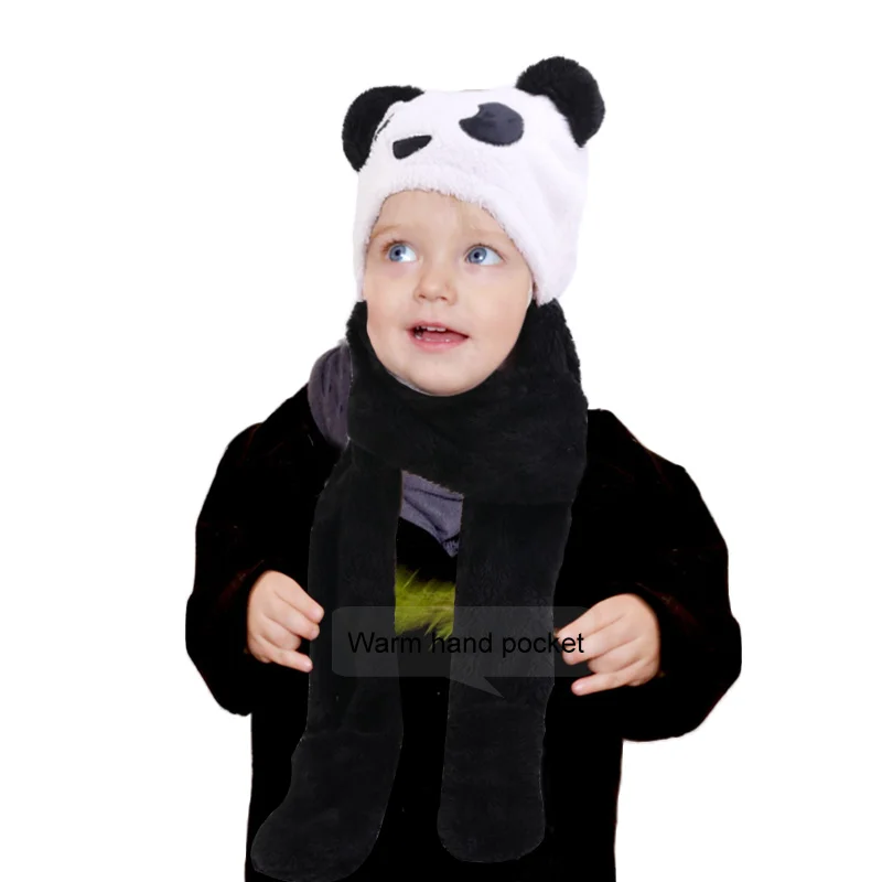 Новые детские теплые Плюшевые Пушистые зимние шапки для девочек подростков 3 в 1