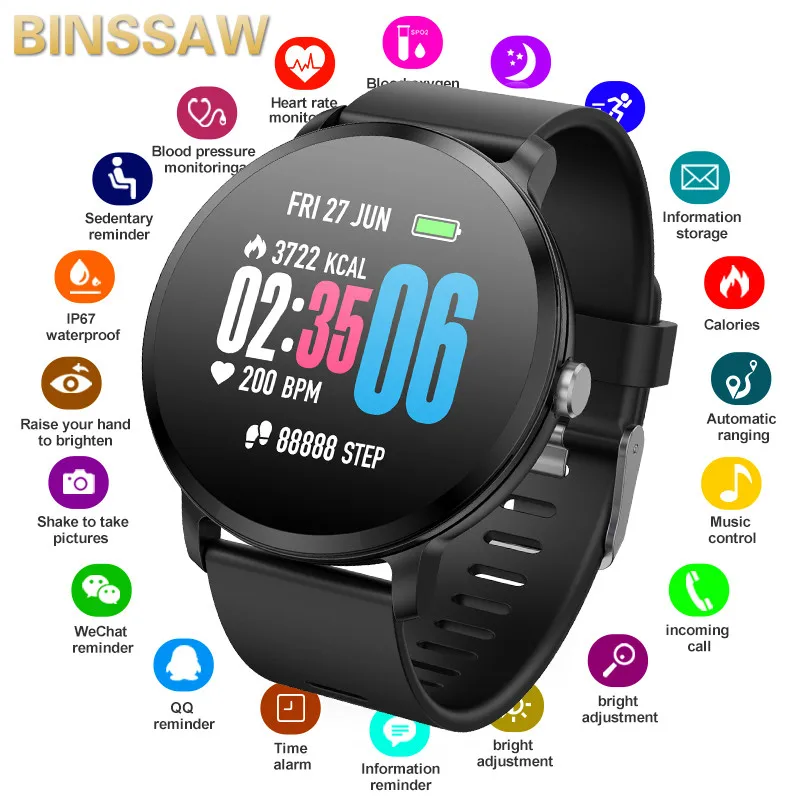 Мужские Водонепроницаемые Смарт-часы BINSSAW спортивный смарт-браслет