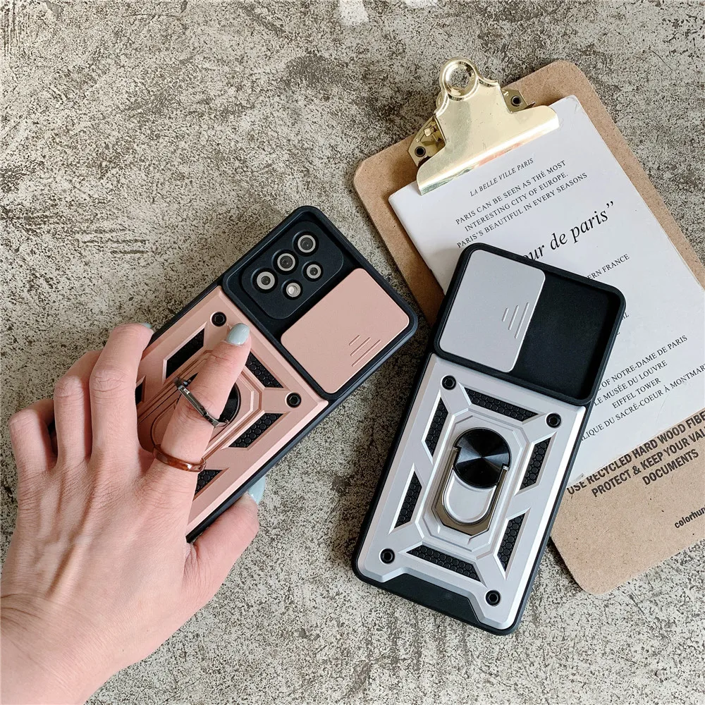 Anti Shock Armor Ring Holder Funda Case For Samsung Galaxy A12 A32 A03S A20S A51 A71 A72 A52 S21 S20Plus Camera Protection Cover