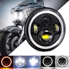 Фара для Honda Harley Yamaha, 7 дюймов, круглая светодиодная фара для автомобиля и мотоцикла, белая (Янтарная) фара DRL для Lada 4X4Jeep Wrangler Suzuki VAZ