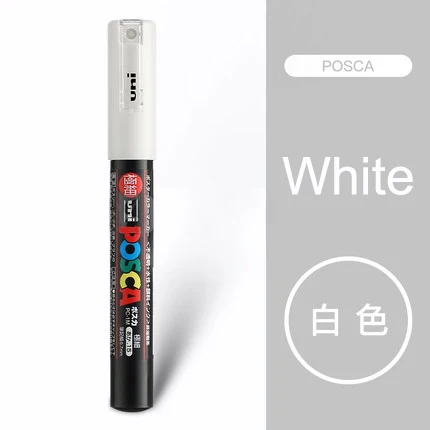 White 3 шт Япония UNI POSCA Маркер Краска Ручка PC-1M ручная краска ed картина в стиле комикса поп-плакат рекламная ручка 0,7 круглая головка вода - Цвет: White