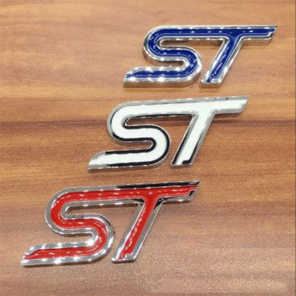

Metal Red Blue ST Front Grille Sticker Car Head Grill Emblem Badge Chrome Sticker for FORD FIESTA FOCUS MONDEO Auto Car Styling