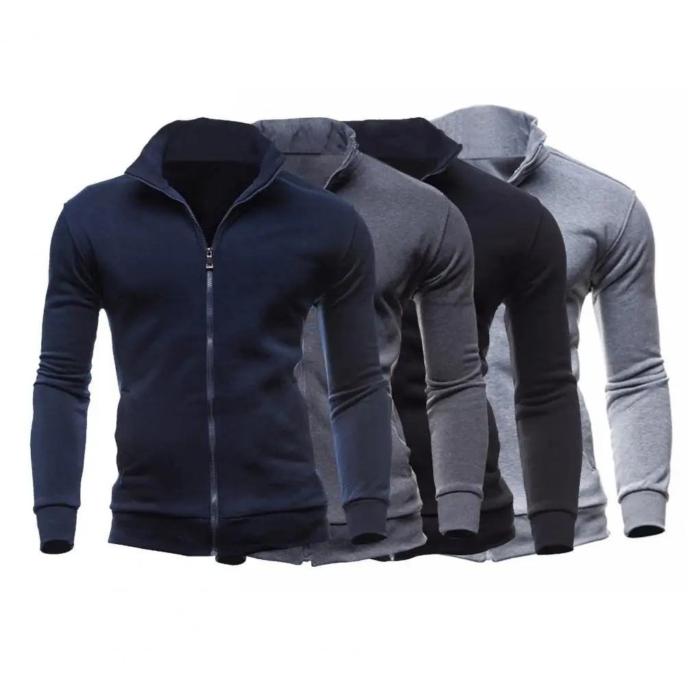 

Fabulous Male Coat Warm Hoodie Easy to Wash Solid Color Loose Solid Color Men Coat