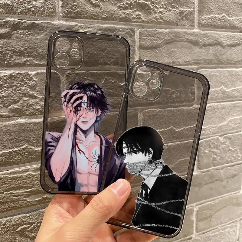 

Chrollo Lucilfer Chains Phone Case For iPhone 12 11 8 7 se 2020 mini pro X XS XR MAX Plus Black Transparent Cover