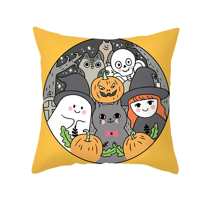 

Halloween Decorative Home Cushion Cover For Sofa Pillowcase Case Seat Car Pillowcase Cartoon Pumpkin Head Pillow Covers 45x45CM