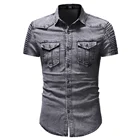 Рубашка мужская джинсовая с длинным рукавом, мягкая хлопковая приталенная, эластичная джинсовая ковбойская майка, брендовая одежда, 2020