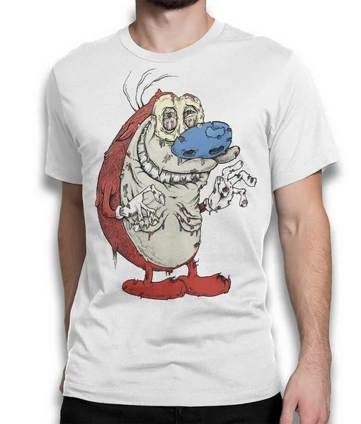 The Ren And stipy Show Graphic T shirt забавная футболка из хлопка премиум класса одежда с принтом
