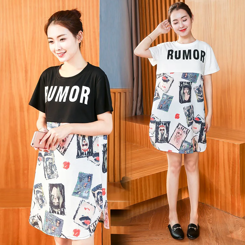 

Pattern Print Nursing Dress Maternity Vestidos For Pregnant Women Clothes Summer Breastfeeding Pregnancy Dress Feeding Vestidos