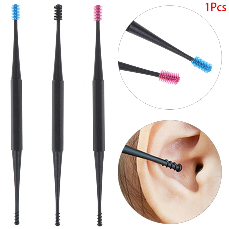 

Double-Sided Earpick Soft Silicone Spiral Rotating Ear Wax Cleaner Ears Remover Clean Tool Spiral Design
