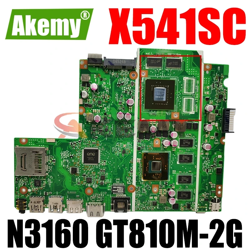 

Akemy X541SC материнская плата для ноутбука ASUS X541SC X541SA X541S X541 протестированный Оригинал материнская плата 4G Оперативная память N3160 Процессор ...